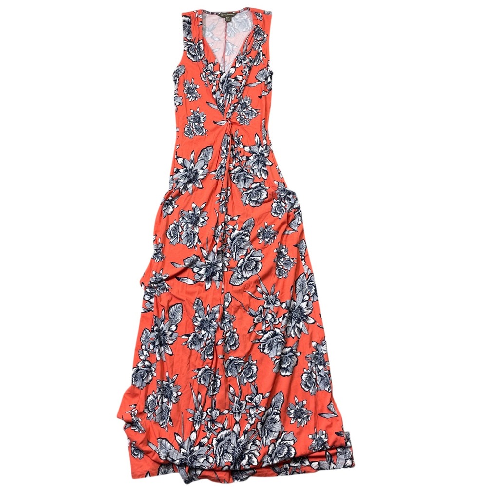 Tommy Bahama Small Lavatera Leis Tambour Maxi Dress‎ Coral Floral V Neck